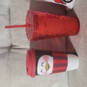 Starbucks Red Jeweled Tumbler Holiday 2023 & Penguin Tumbler Grande 16 oz